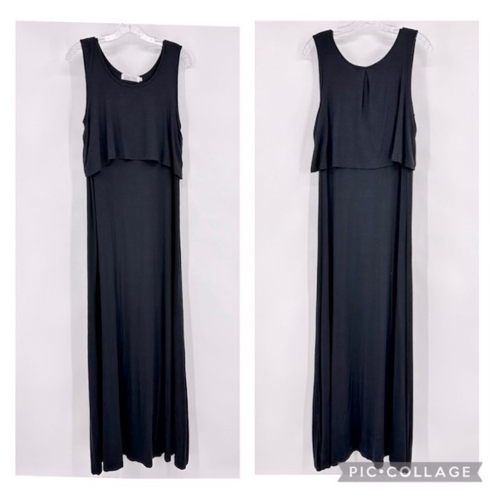 Latched Mama Nursing Breastfeeding Maxi Dress Black Size M